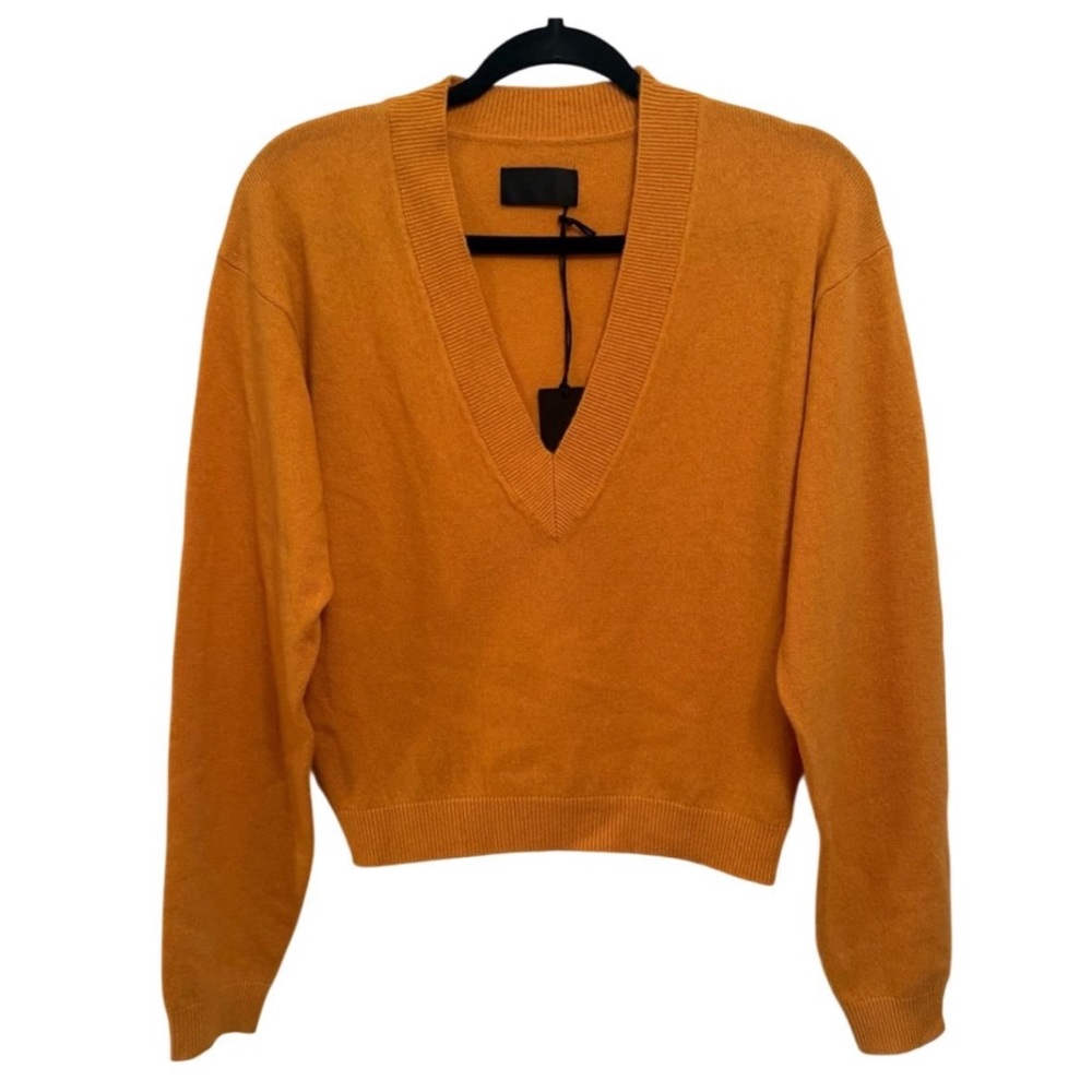 NEW RTA Alba 100% Cashmere V-Neck Sweater Honey XXS